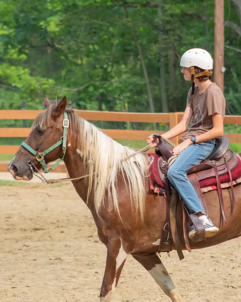 scout riding a horse at d-bar-a ranch