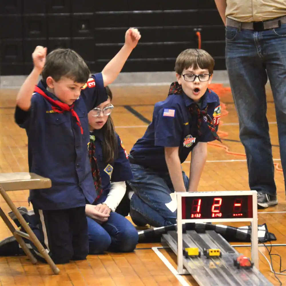 Cub Scout at a Pinewood Derby